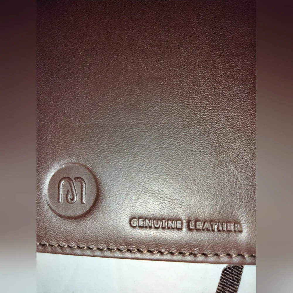 Dark Brown Genuine Leather Notebook/Journal w Line Pages & Interior Slip Pockets